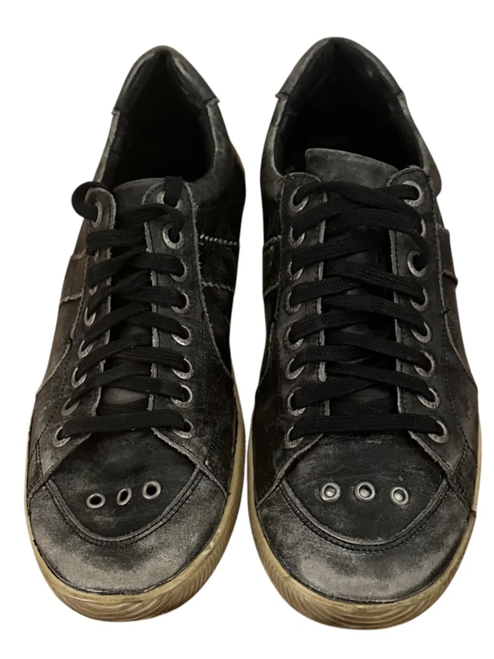 Osklen Riva Shoes Sneakers Mens Sz 8.5 Leather Distressed Black Gray